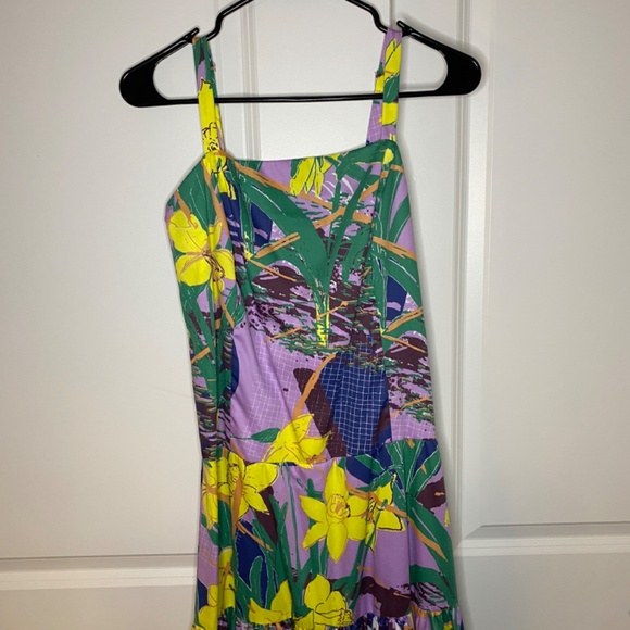 Gravel & Gold Sommar Dress in Daffodils Cotton Print Made in USA Size 2 - Picture 3 of 16